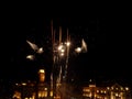 Firework amusement entertainment celebration on festival at the central square in Novi Sad