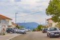 Novi Vinodolski cityscape road and mountains view in beautiful croatia