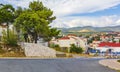 Novi Vinodolski cityscape road and mountains view in beautiful croatia