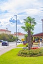 Novi Vinodolski cityscape road with palm trees in beautiful croatia