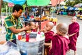 Novice Buddhist monk children Yangon Myanmar