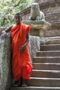 A novice Buddhist monk in Sri Lanka.