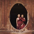Novice Buddhist Monks at Shwe Yan Pyay Monastery, Nyaung Shwe, Myanmar Royalty Free Stock Photo