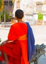 Novice monk with colored tunic