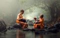 Novice Monk in Thailand Royalty Free Stock Photo