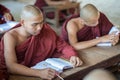 Novice monks in Bagan, Myanmar Royalty Free Stock Photo