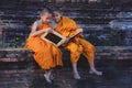 Monk Depicting a Religious Faith in a Temple in Thailand.