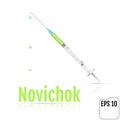 Novichok syringe. Novichok poison drops. Realistic vector illustration