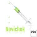 Novichok syringe. Novichok poison drops. Realistic vector illustration