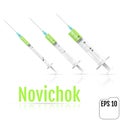 Novichok syringe. Novichok poison. Realistic vector illustration