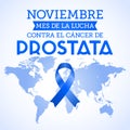 Noviembre mes de la lucha contra el cancer de Prostata, November month of fight against Prostate cancer spanish text