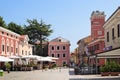 NOVIGRAD, CROATIA - SEPTEMBER 1, 2017: Quiet square in Novigrad. Novigrad is a small Istrian coastal town with narrow winding st