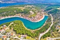 Novigrad Dalmatinski bay panoramic aerial view