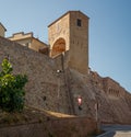 The gate tower of the walled village of Novilara Royalty Free Stock Photo
