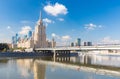 Novoarbatsky Bridge with Hotel Ukraina in Moscow,