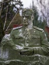 Novodevichy cemetery in Moscow, grave, sculpture, face in stone, fine art