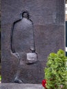 Novodevichy cemetery in Moscow, grave, sculpture, face in stone, fine art