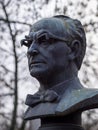 Novodevichy cemetery in Moscow, grave, sculpture, face in stone, fine art