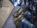 Novodevichy cemetery in Moscow, grave, sculpture, face in stone, fine art