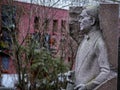 Novodevichy cemetery in Moscow, grave, sculpture, face in stone, fine art