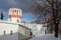 Novodevichy convent in Moscow. Color winter photo. Royalty Free Stock Photo