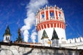 Novodevichy convent in Moscow. Old tower. Artistic collage. Royalty Free Stock Photo