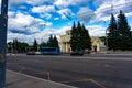 Novokuznetsk, Kemerovo region, Russia. August 13, 2022. The building of the cinema Kommunar after repair Royalty Free Stock Photo