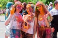 Novokuznetsk, Kemerovo region, Russia - June 12, 2019 :: A group of teenagers on the festival of colors Holi