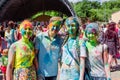 Novokuznetsk, Kemerovo region, Russia - June 12, 2019 :: A group of teenagers on the festival of colors Holi