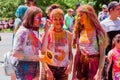 Novokuznetsk, Kemerovo region, Russia - June 12, 2019 :: A group of teenagers on the festival of colors Holi