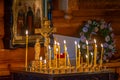 Novokuznetsk, Russia - 07.22.2021: candles in the Church of John the Warrior, Ioann Voin Royalty Free Stock Photo