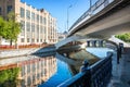 Novolefortovsky bridge of the Third Transport Ring, Yauza river, Moscow