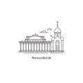 Novosibirsk logo isolated on white background. Novosibirsk s landmarks line vector illustration. Traveling to Russia