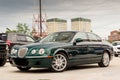 Brightly green Jaguar S-type 2007 front view Royalty Free Stock Photo