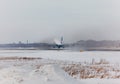 IL-96 takes off into the sky