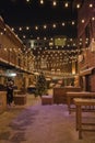 small food court with winter holidays illumination