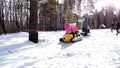 NOVOSIBIRSK, RUSSIA - MARCH 13,2016: people ride on skidoo