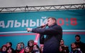 Politician Alexei Navalny speaks at an opposition rally Royalty Free Stock Photo