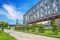 Span construction of the first railway bridge over the Ob river