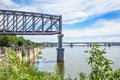 Span construction of the first railway bridge over the Ob river