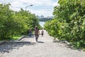 Stairs to the embankment of the river Ob. Novosibirsk, Siberia,