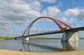 Novosibirsk view from the bank of the Ob Bugrinsky bridge Royalty Free Stock Photo