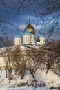 Novospassky Monastery in Moscow in Russia during the winter Royalty Free Stock Photo