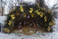 Novospassky Monastery in the winter. Bible scene on Christmas eve