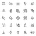 Novruz holiday line icons set