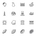 Novruz holiday line icons set