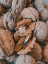 walnuts with and without shells. Royalty Free Stock Photo