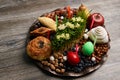 Novruz tray plate with Azerbaijan national pastry