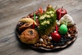 Novruz tray plate with Azerbaijan national pastry