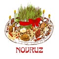 Novruz tray with sweets and candles.